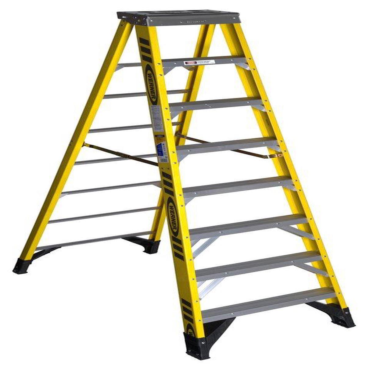 Werner 7308 Series 7300 Aluminum and Fiberglass 96 in. Step Ladder in Yellow
