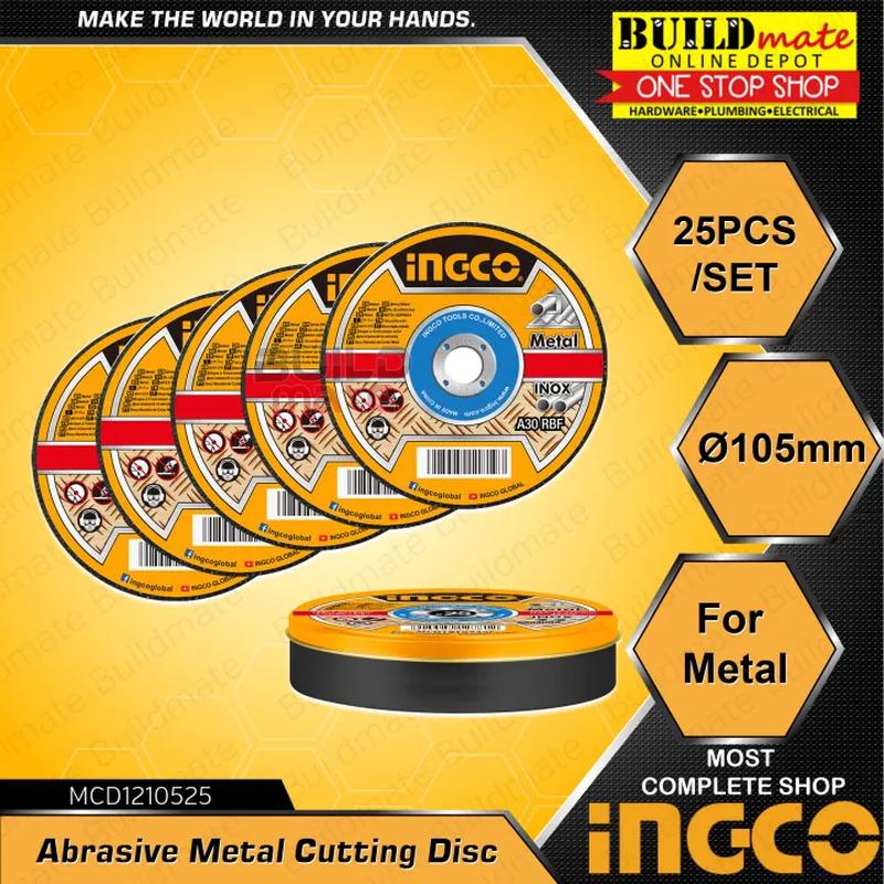 (25PCS) INGCO Abrasive INOX Metal Cutting Disc 4" Ultra Thin MCD1210525 (WHOLESALE) BUILDMATE IHT