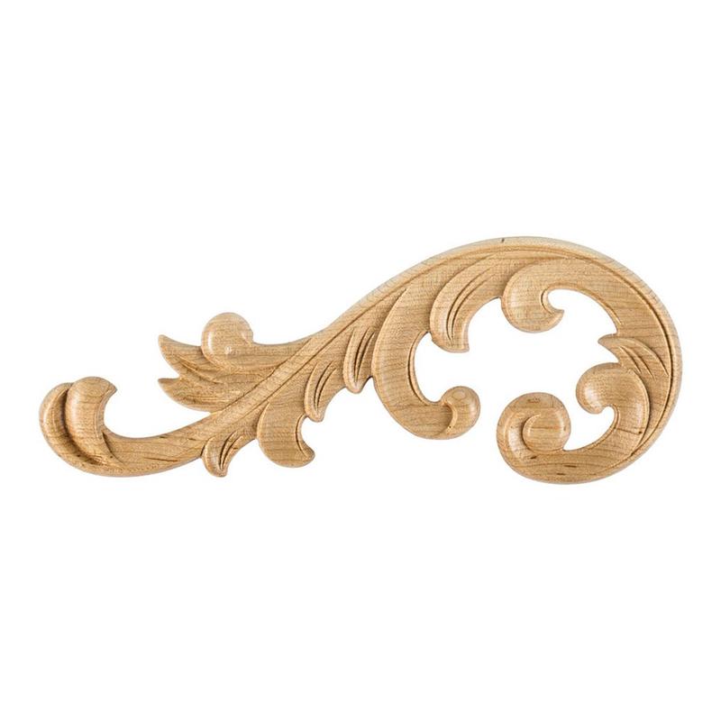 Hardware Resources 10-5/8" x 1/4" x 4" Hard Maple Acanthus Applique
