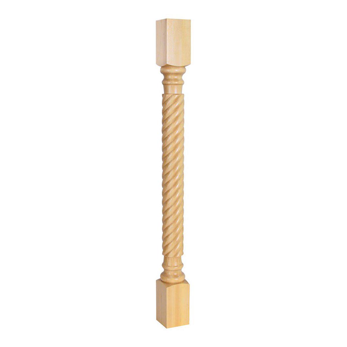 Hardware Resources 3" x 3" x 35-1/2" Rubberwood Post with Rope Pattern