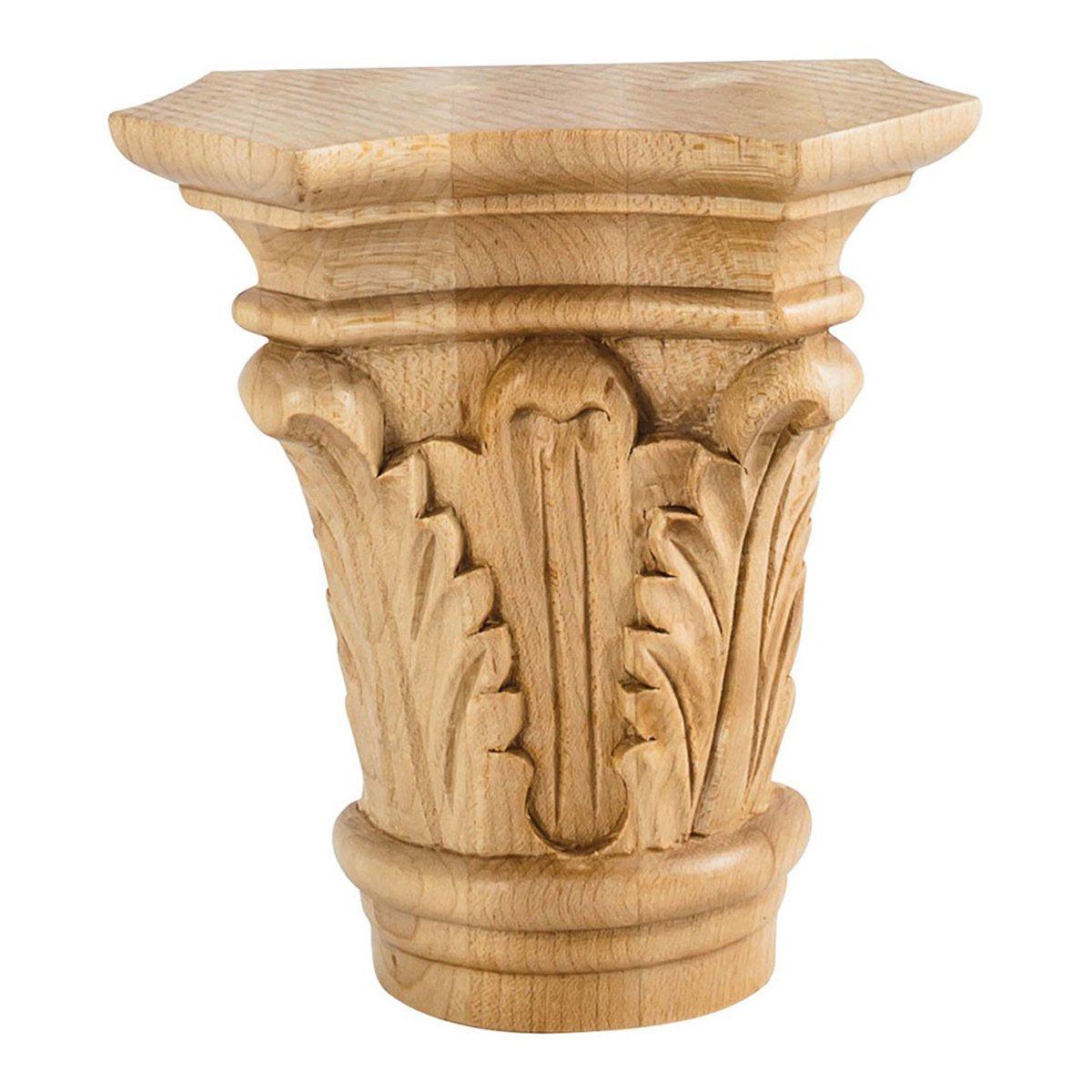 Hardware Resources 4-3/4" x 4-3/8" x 2-1/8" Rubberwood Acanthus Traditional Capital