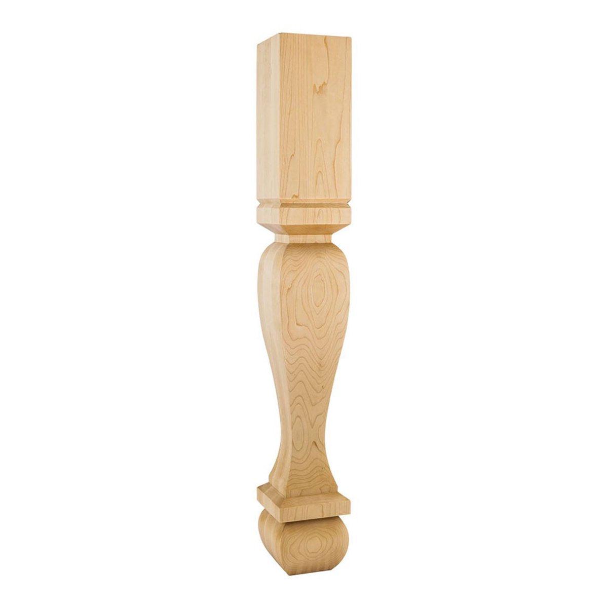 Hardware Resources 5" x 5" x 35-1/2" Square Alder Post / Table Leg with Foot