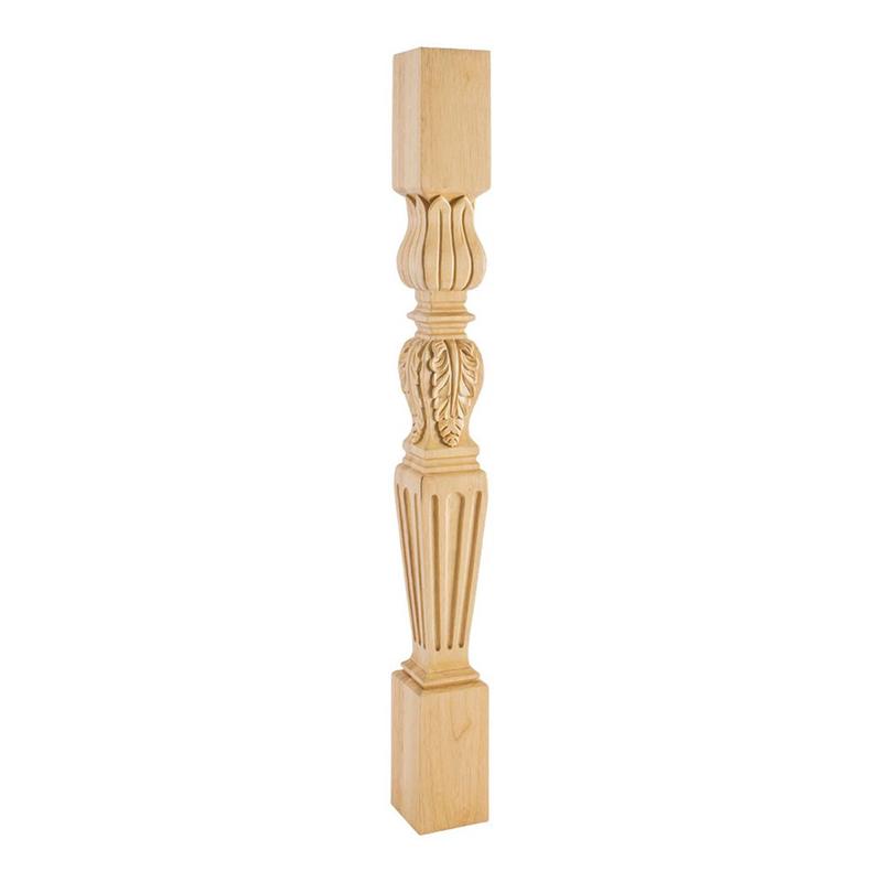 Hardware Resources 3-1/2" Square x 35-1/2" Alder Acanthus / Fluted Post