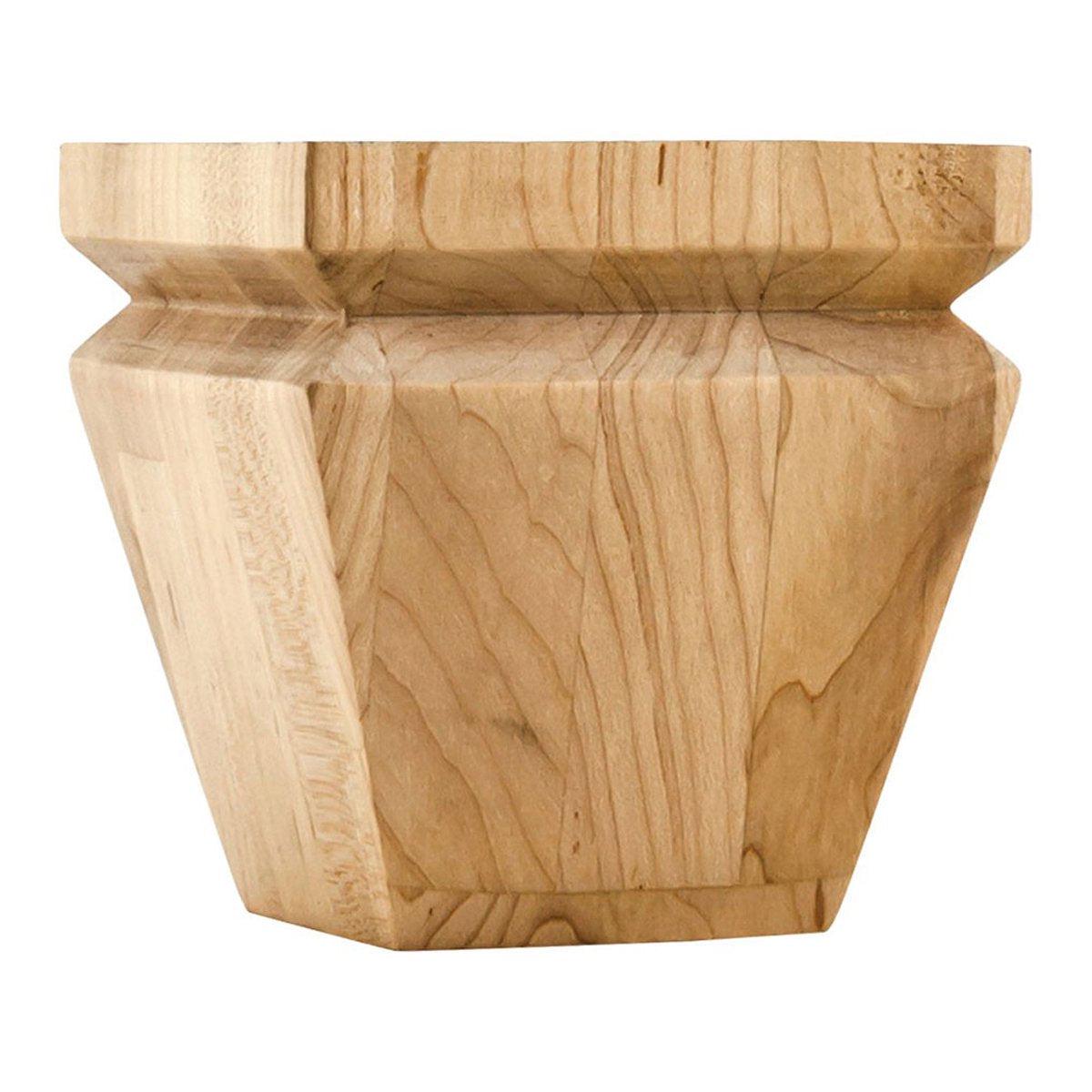 Hardware Resources Square Rubberwood Tapered Bun Foot with "V" Groove